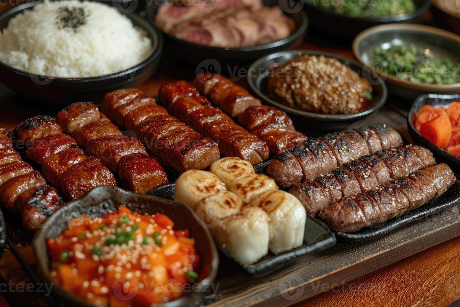 ai gerado delicioso grelhado carne com legumes profissional publicidade Comida fotografia foto