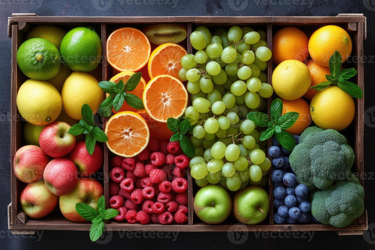 ai gerado fresco frutas presente caixa profissional publicidade Comida fotografia foto