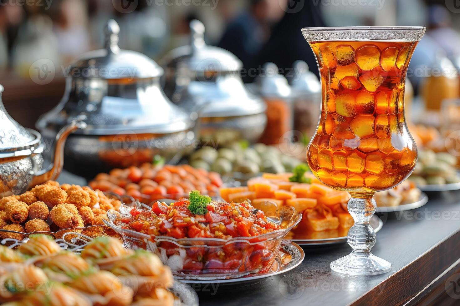 ai gerado serve vários refeição para iftar Ramadã publicidade Comida fotografia foto