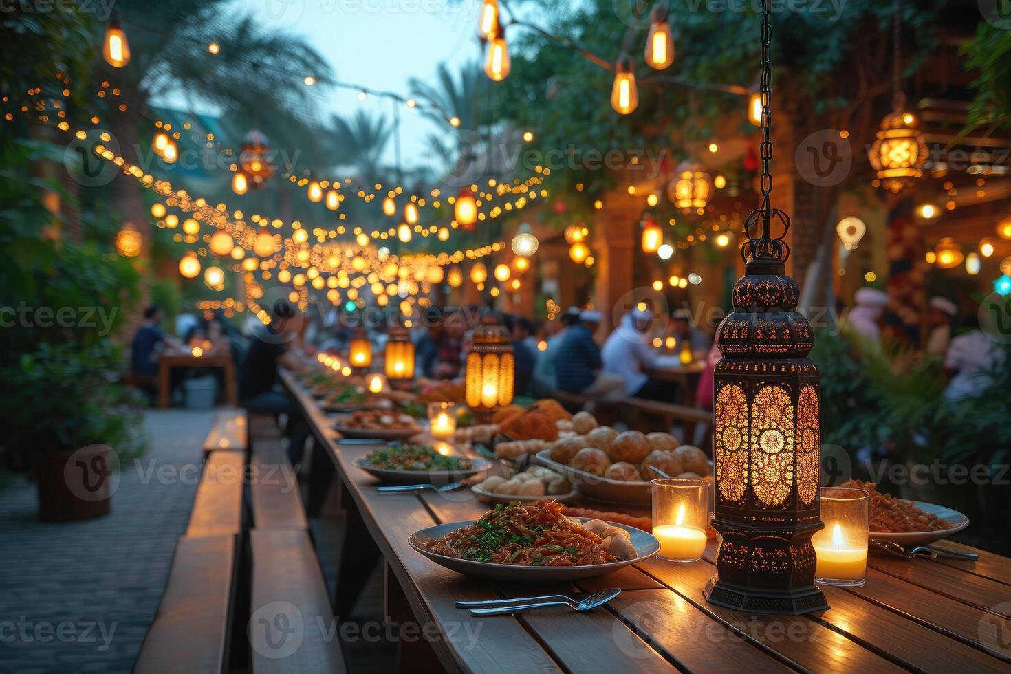 ai gerado serve vários refeição para iftar Ramadã publicidade Comida fotografia foto