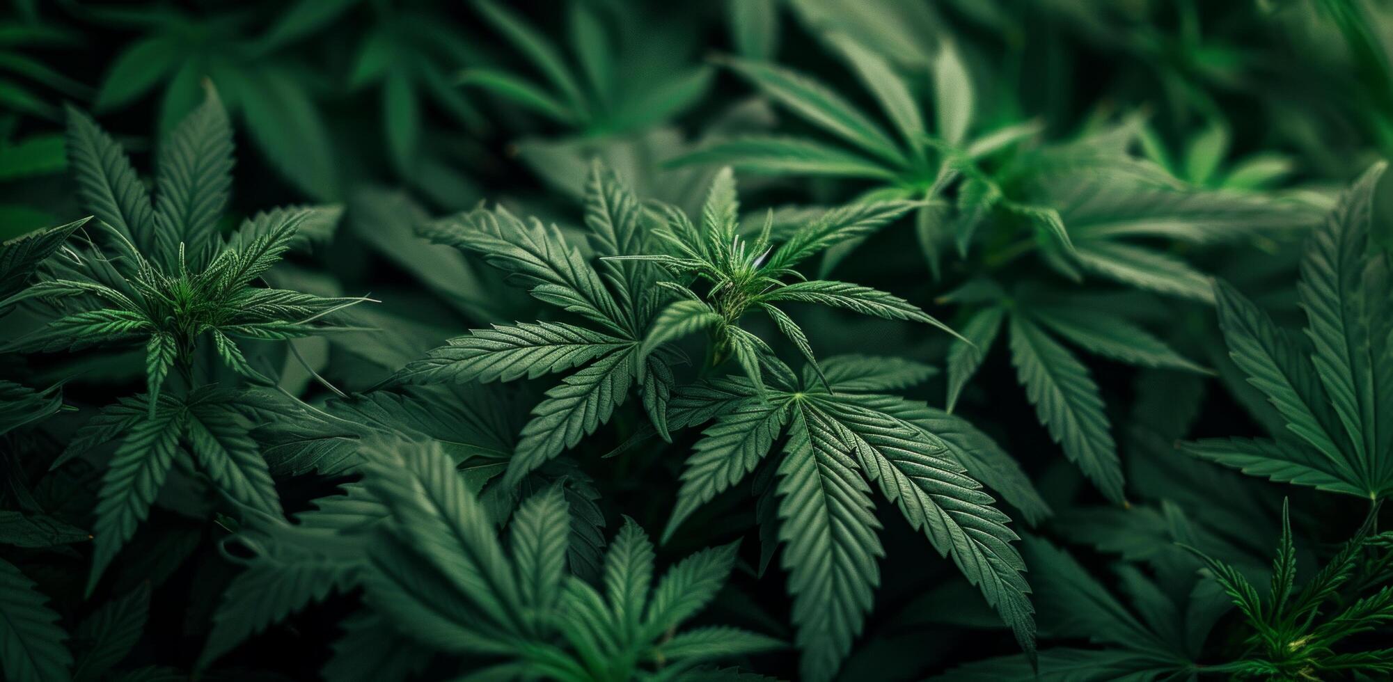 ai gerado verde cannabis folhas com Sombrio fundo foto