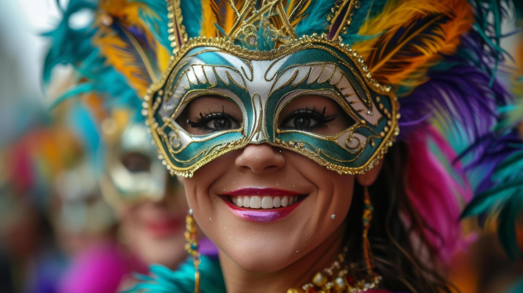 ai gerado intrigante imagens do pessoas vestindo intrincado máscaras e indulgente dentro festivo Atividades durante mardi gras foto