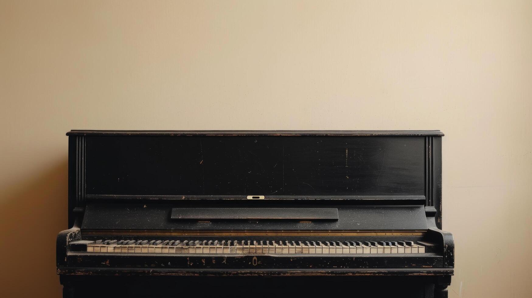 ai gerado minimalista imagem exibindo a clássico Formato e elegância do uma Preto piano contra uma neutro fundo foto