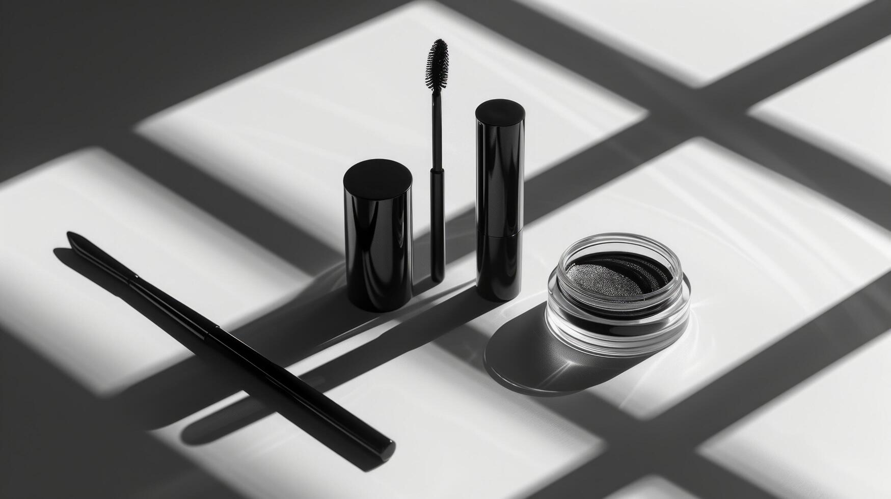 ai gerado chique e à moda composição apresentando minimalista decorativo cosméticos, exibindo moderno beleza estética foto