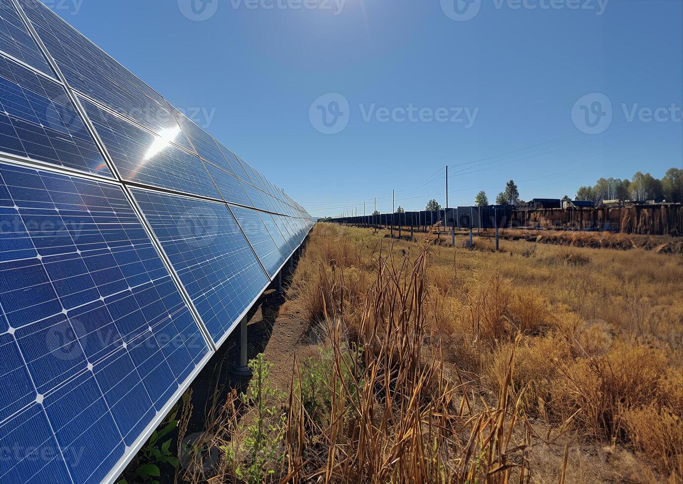 ai gerado solar painel fotovoltaico instalação. alternativo eletricidade fonte - sustentável Recursos conceito. foto