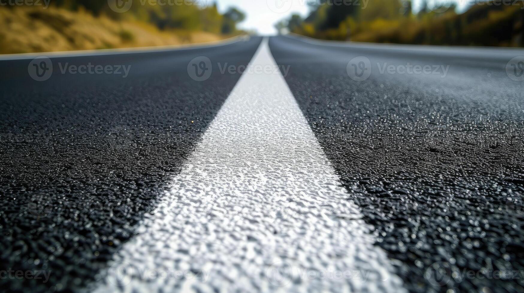 ai gerado asfalto estrada e branco dividindo linhas foto