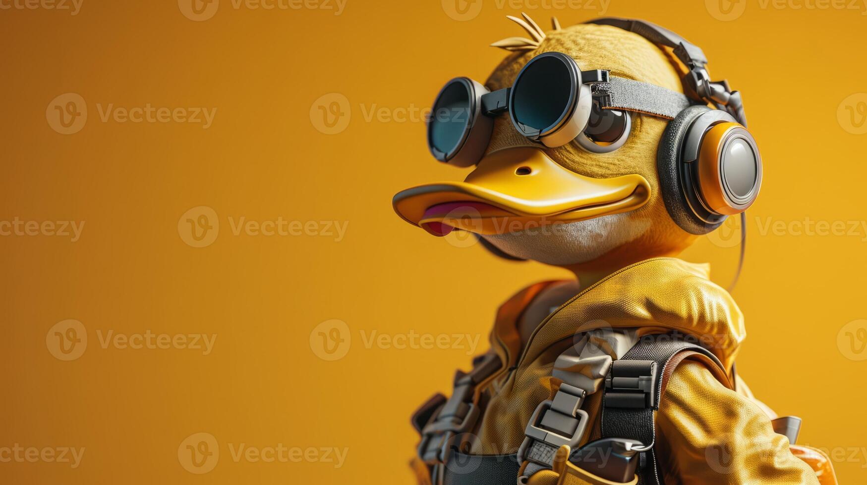 ai gerado 3d Pato mascote esport jogador. patinho jogos personagem fundo, esport equipe ilustração foto