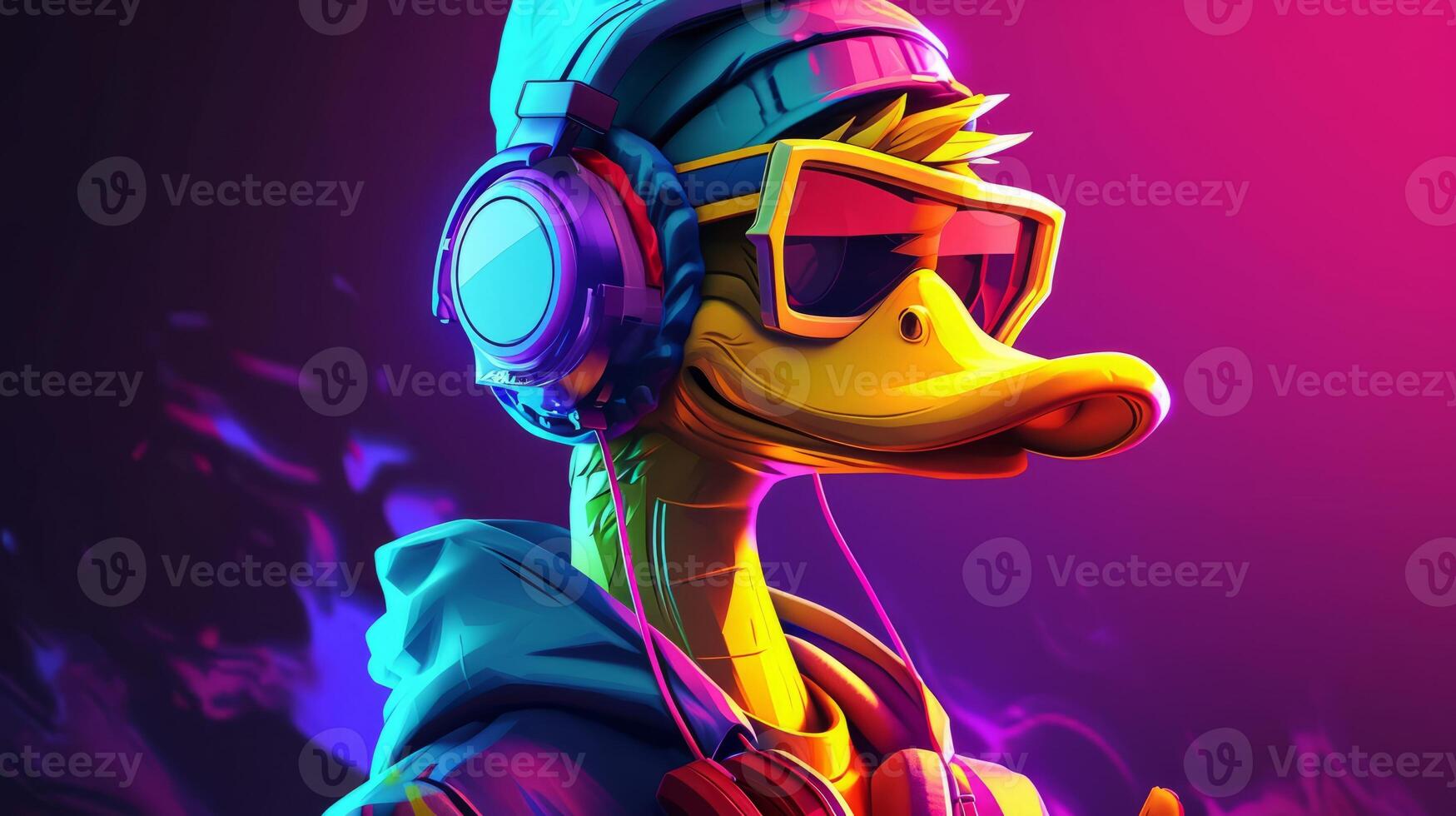 ai gerado 3d Pato mascote esport jogador. patinho jogos personagem fundo, esport equipe ilustração foto