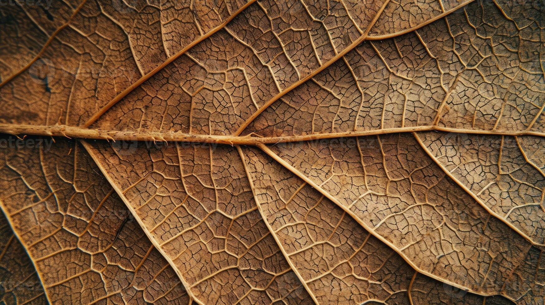 ai gerado fechar acima do fibra estrutura do seco folhas textura fundo. célula padrões do esqueletos folhas foto