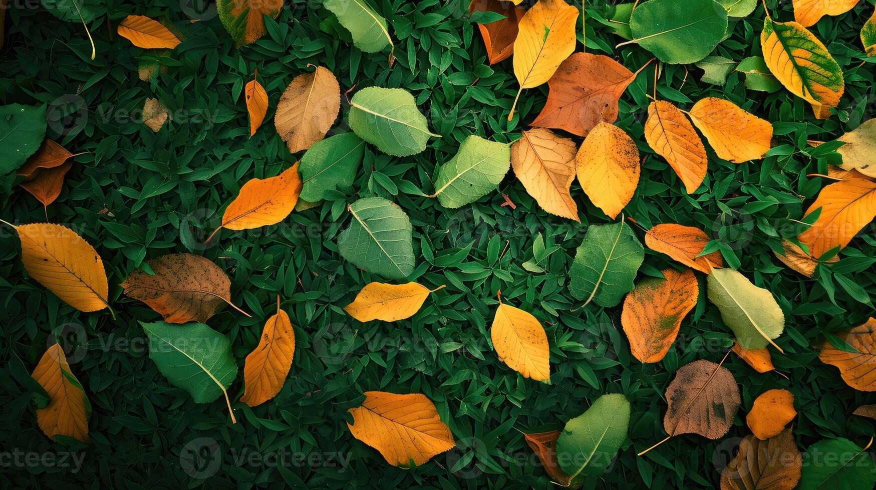 ai gerado a fundo imagem este é verde, a cores do a outono folhas estão perfeito, adequado para sazonal usar. foto