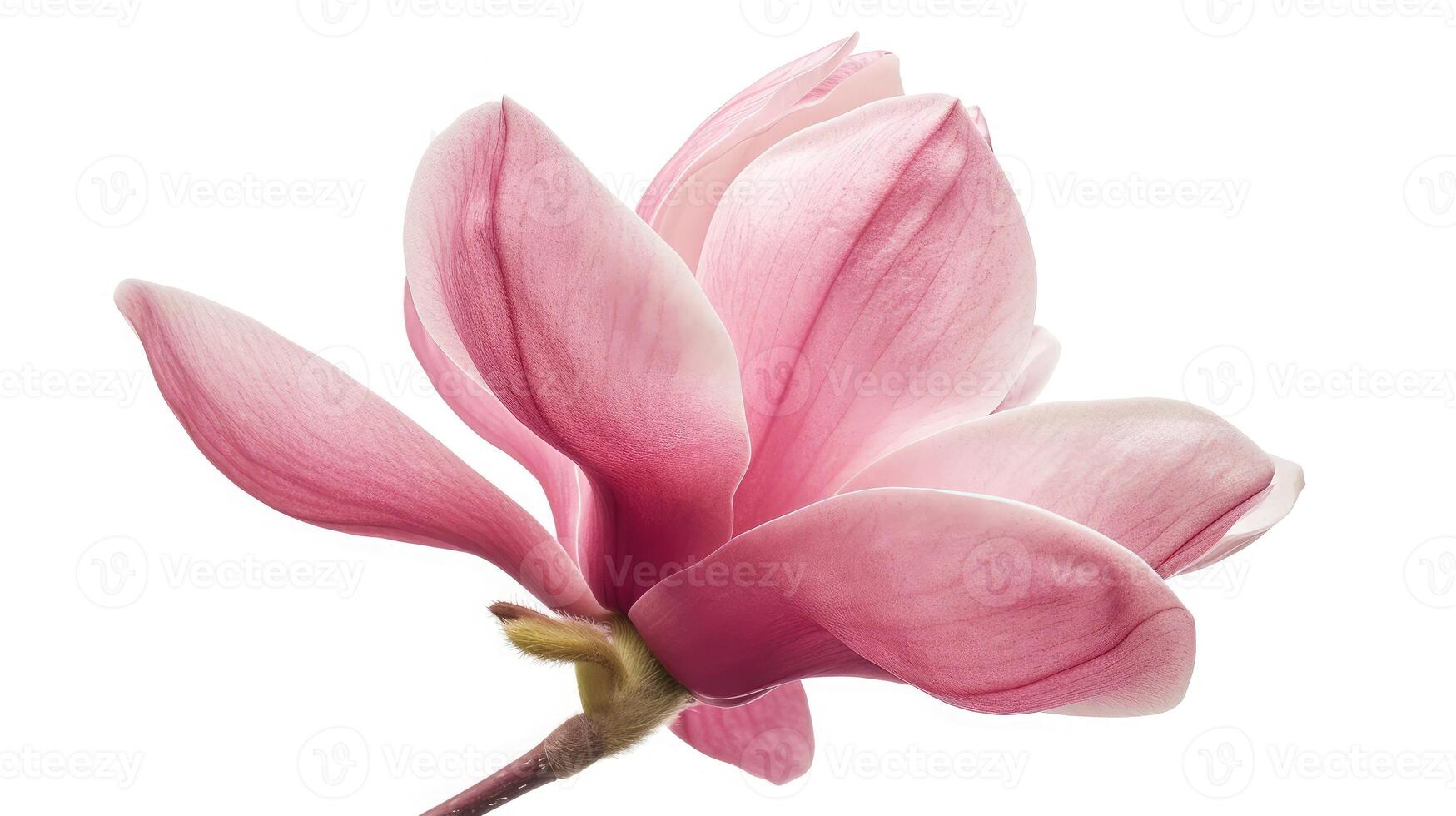 ai gerado Rosa magnólia flor isolado em branco fundo com cheio profundidade do campo foto