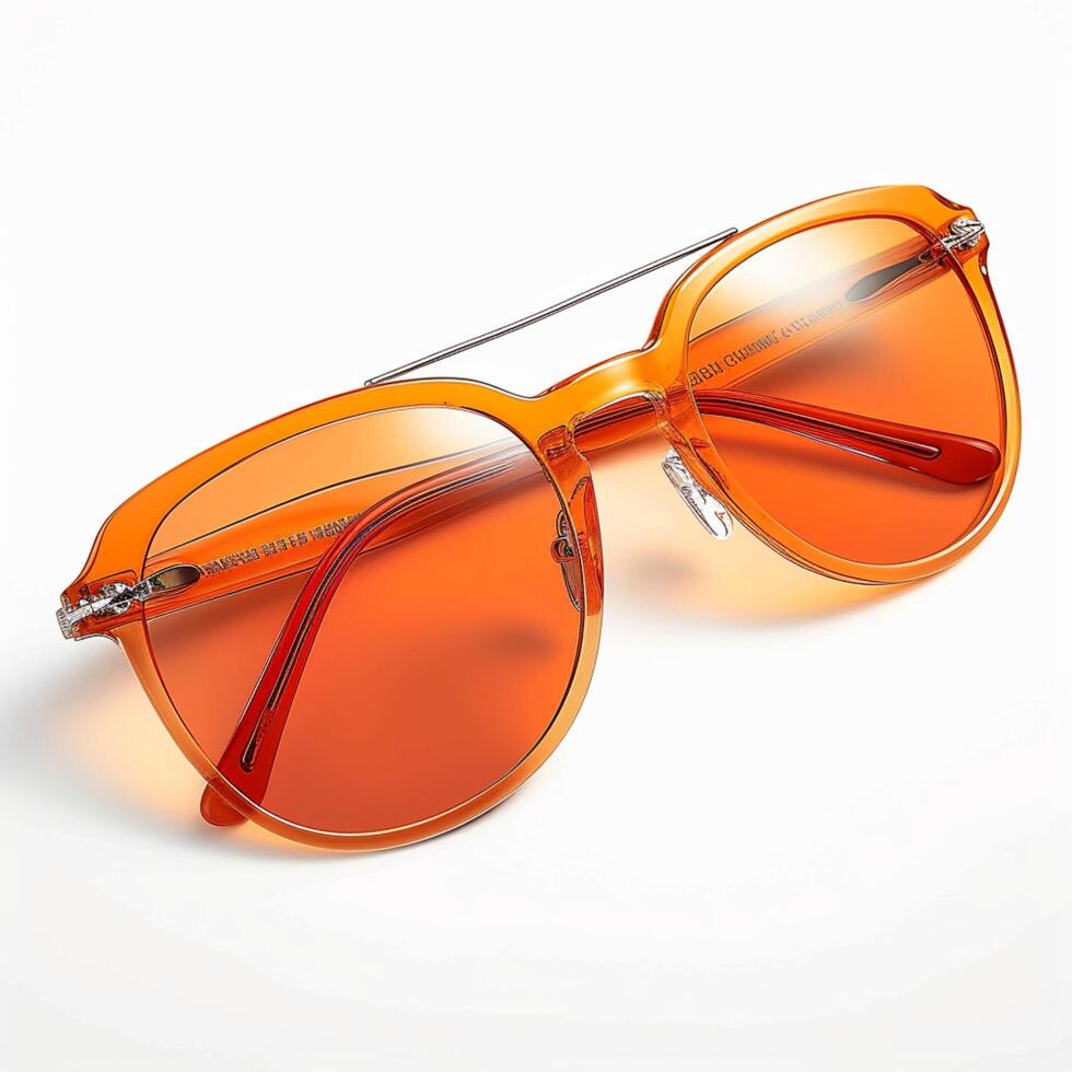 ai gerado elegante oculos de sol com laranja lentes e ferro quadro, isolado para social meios de comunicação postar Tamanho foto
