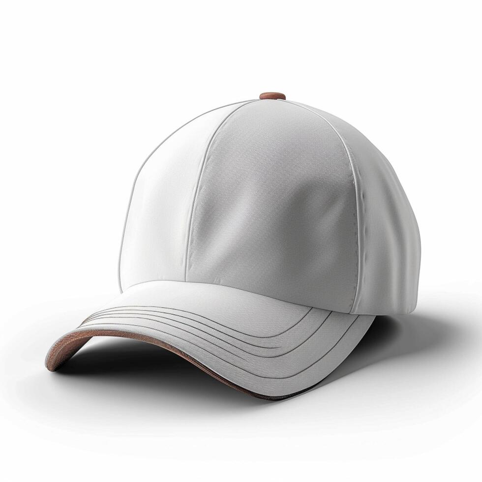 ai gerado à moda branco beisebol boné isolado em branco fundo, 3d Renderização para social meios de comunicação postar Tamanho foto