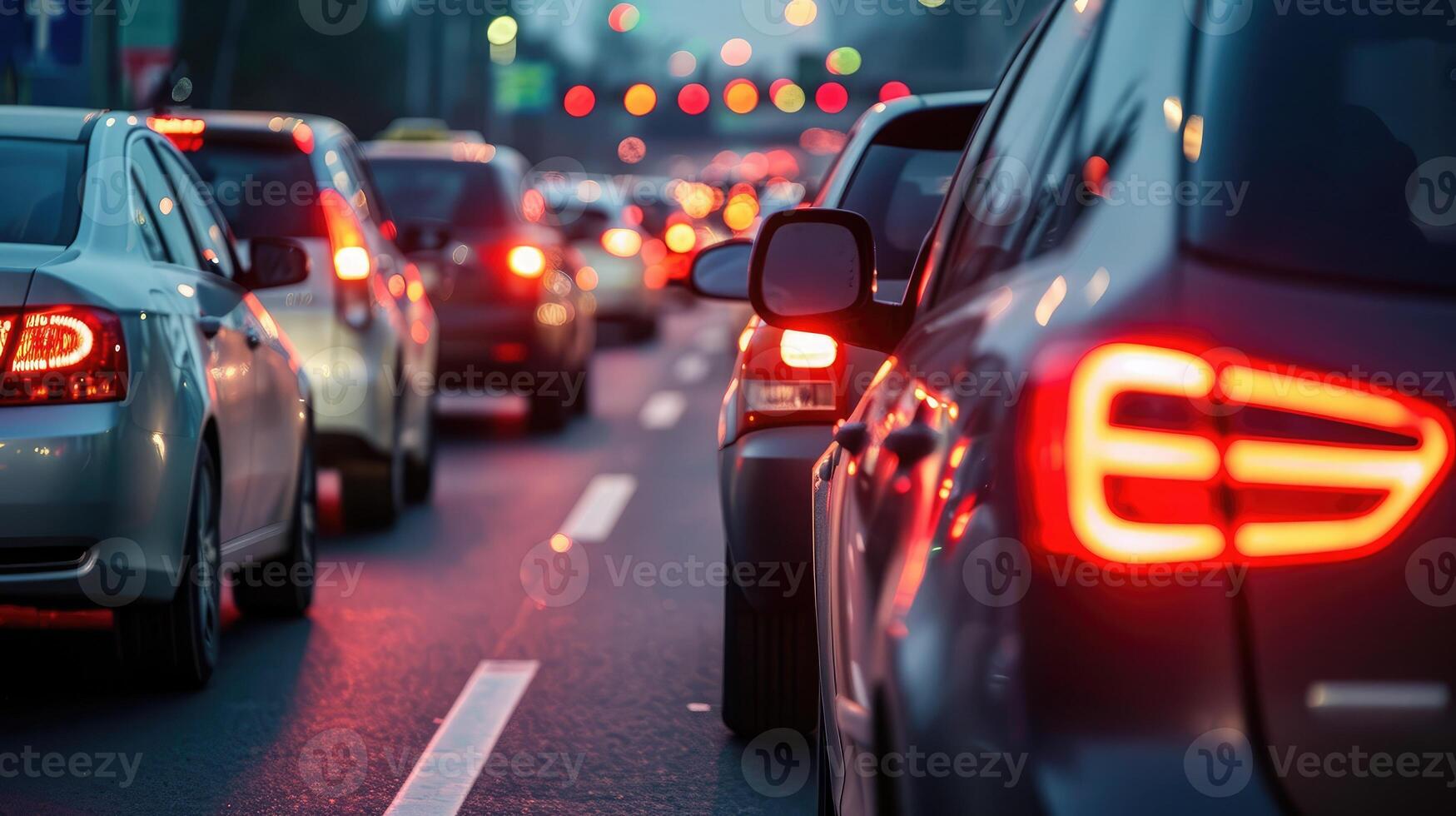 ai gerado carros em rodovia dentro tráfego geléia foto