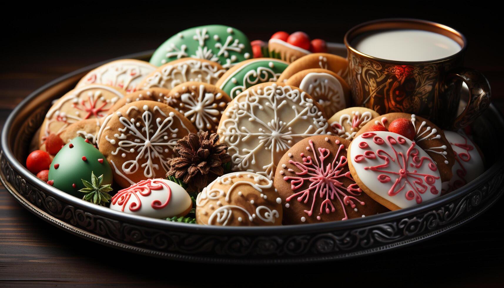 ai gerado caseiro Pão de gengibre bolo em de madeira mesa, Natal celebração gerado de ai foto