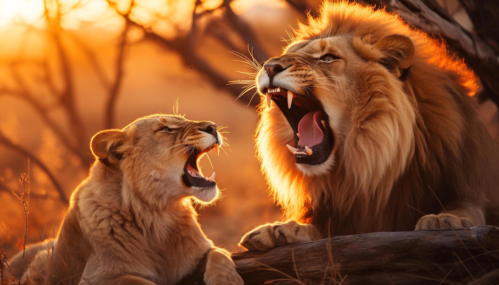 ai gerado majestoso leoa rugindo dentro a africano região selvagem gerado de ai foto