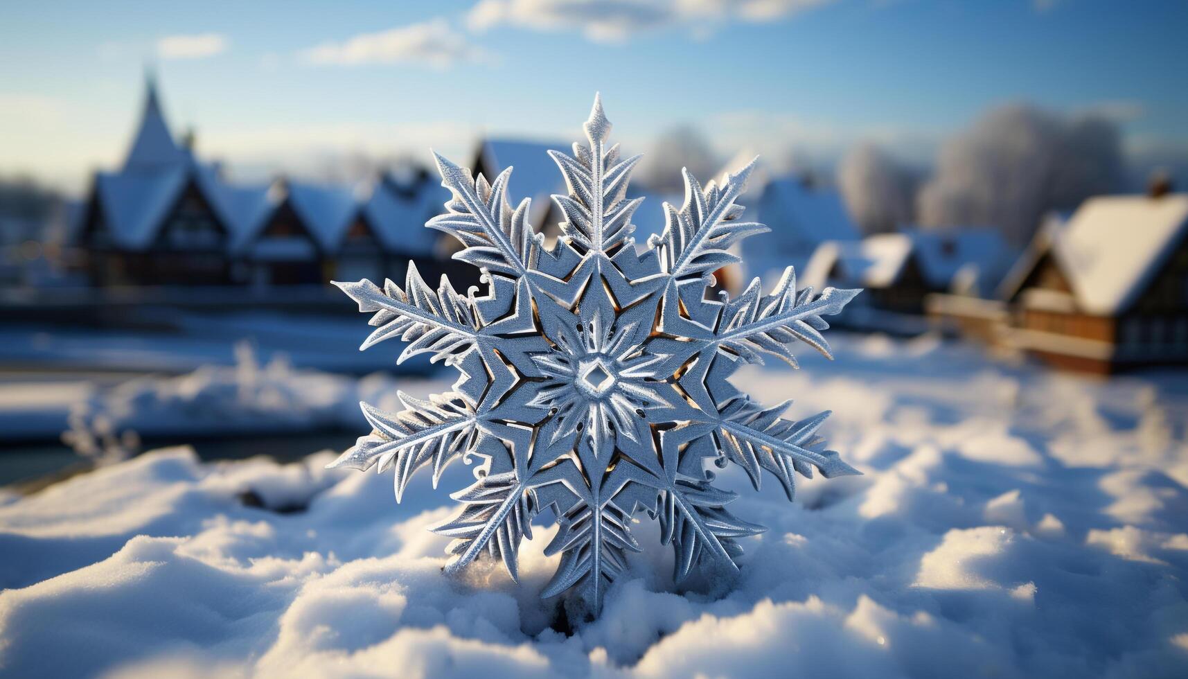 ai gerado inverno floco de neve celebração dentro natureza gelado floresta gerado de ai foto