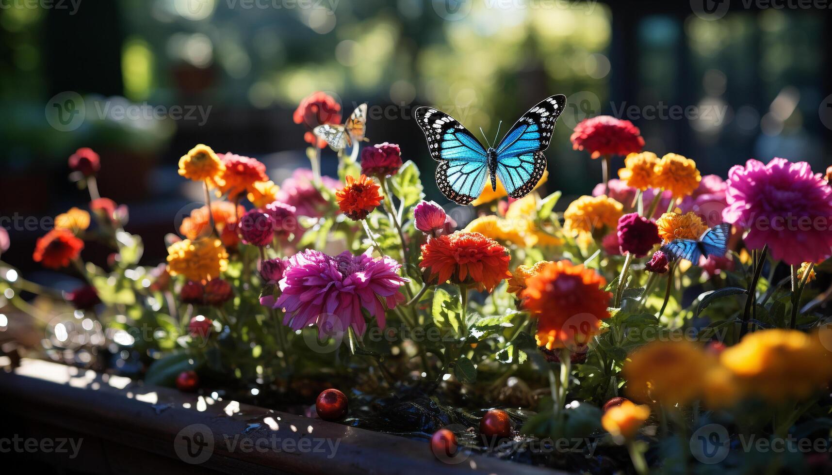 ai gerado vibrante colori flores flor dentro a verão Prado gerado de ai foto