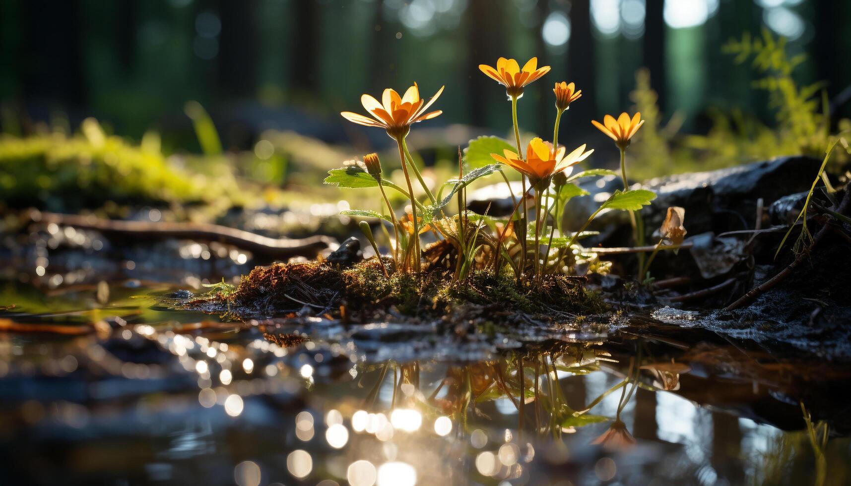 ai gerado lindo flor Flor dentro vibrante cores, cercado de natureza gerado de ai foto