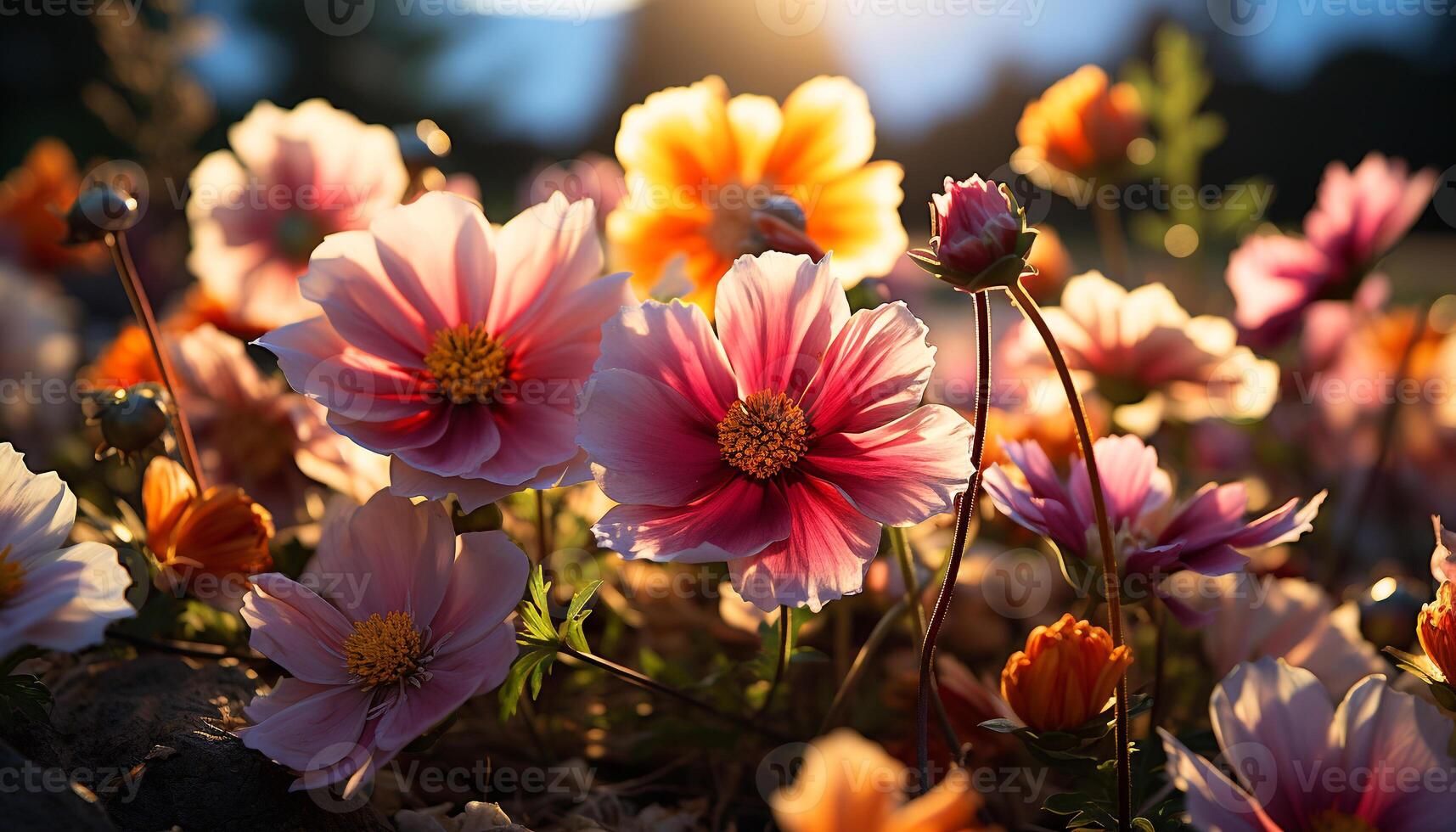 ai gerado vibrante flores silvestres ramalhete traz verão colorida beleza gerado de ai foto