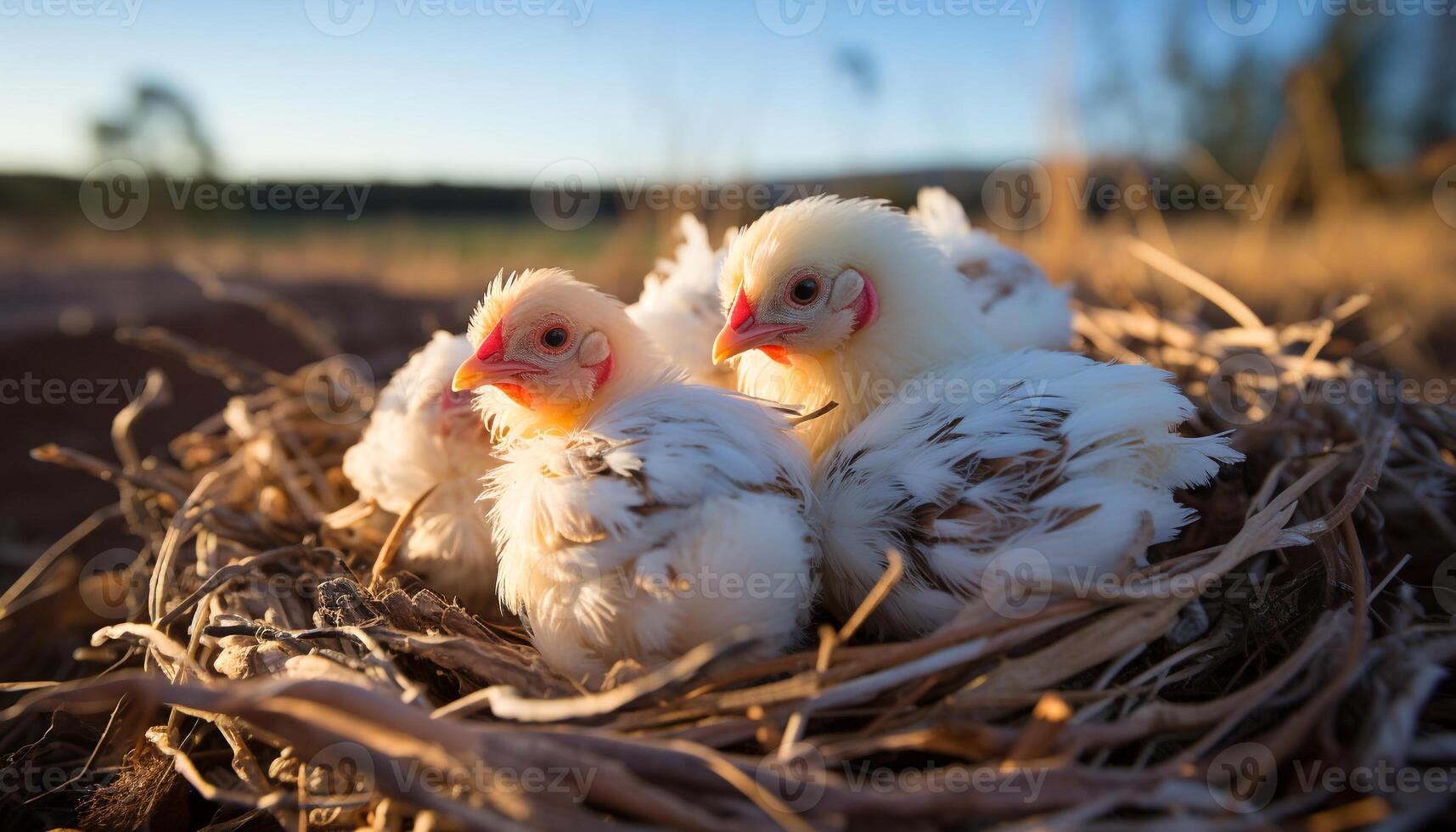 ai gerado fofa bebê frango incubação dentro uma Fazenda gerado de ai foto