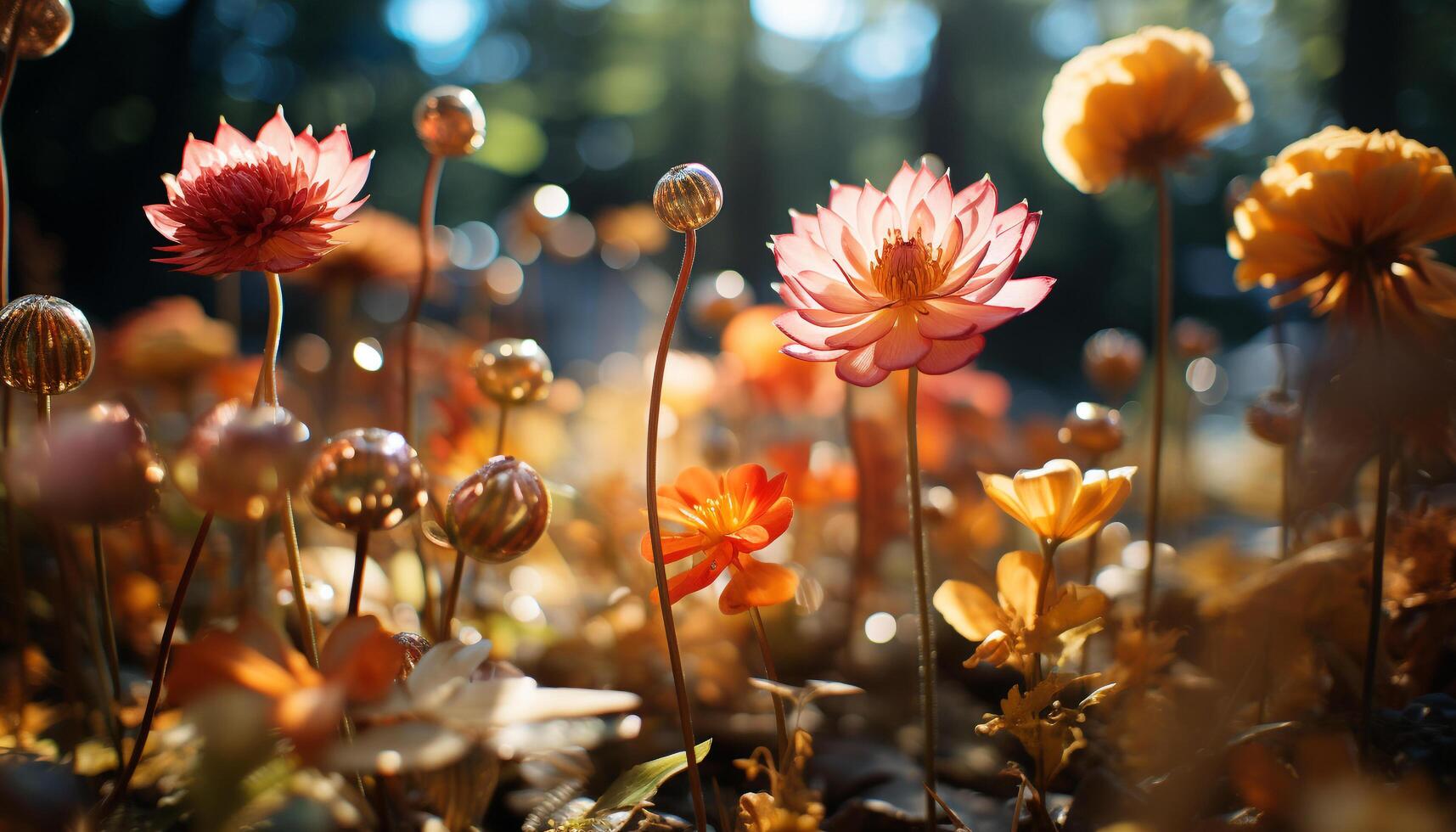 ai gerado vibrante flores silvestres flores dentro a tranquilo Prado gerado de ai foto