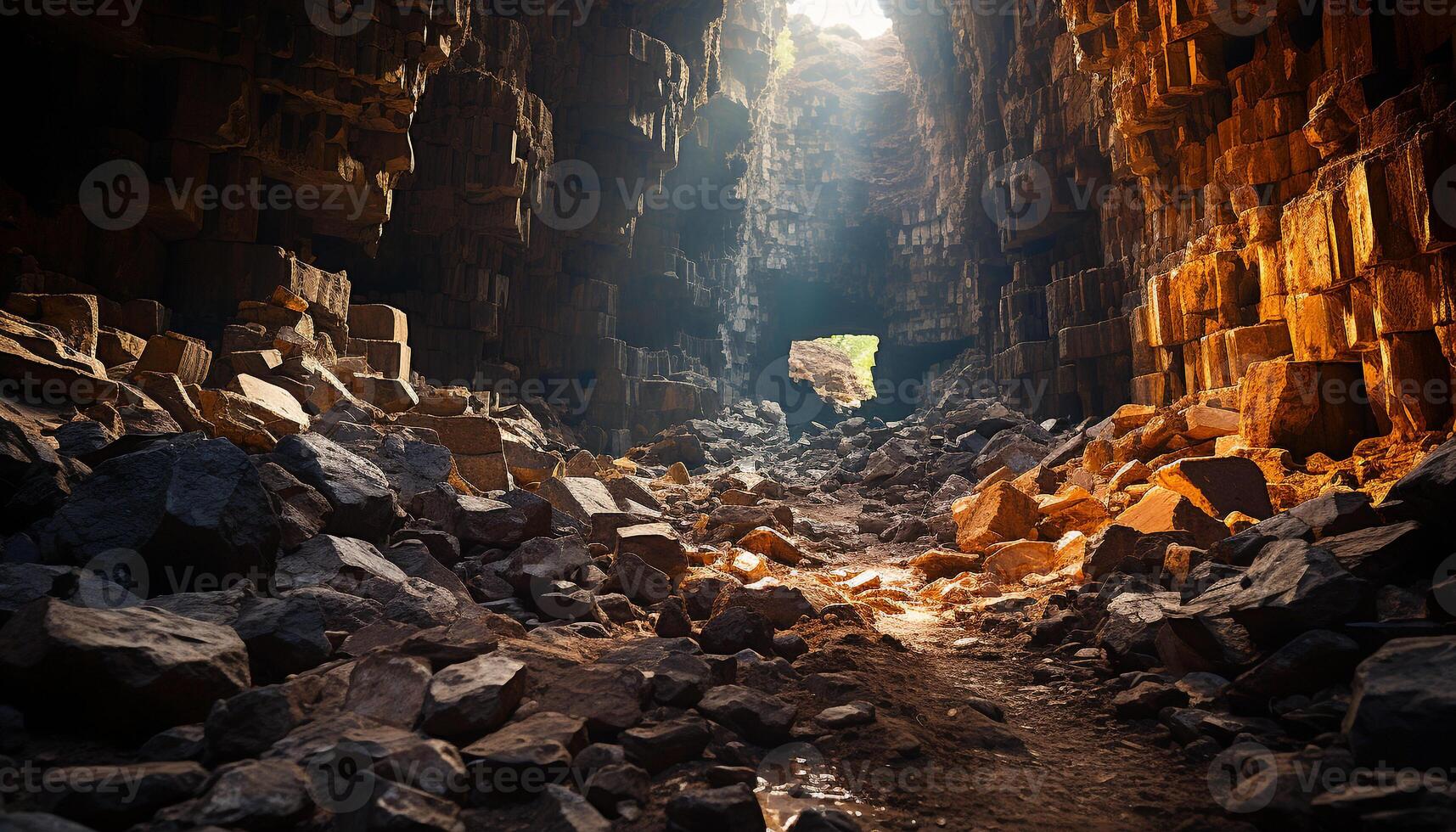 ai gerado antigo Rocha formação revela mistério do subterrâneo mineração gerado de ai foto