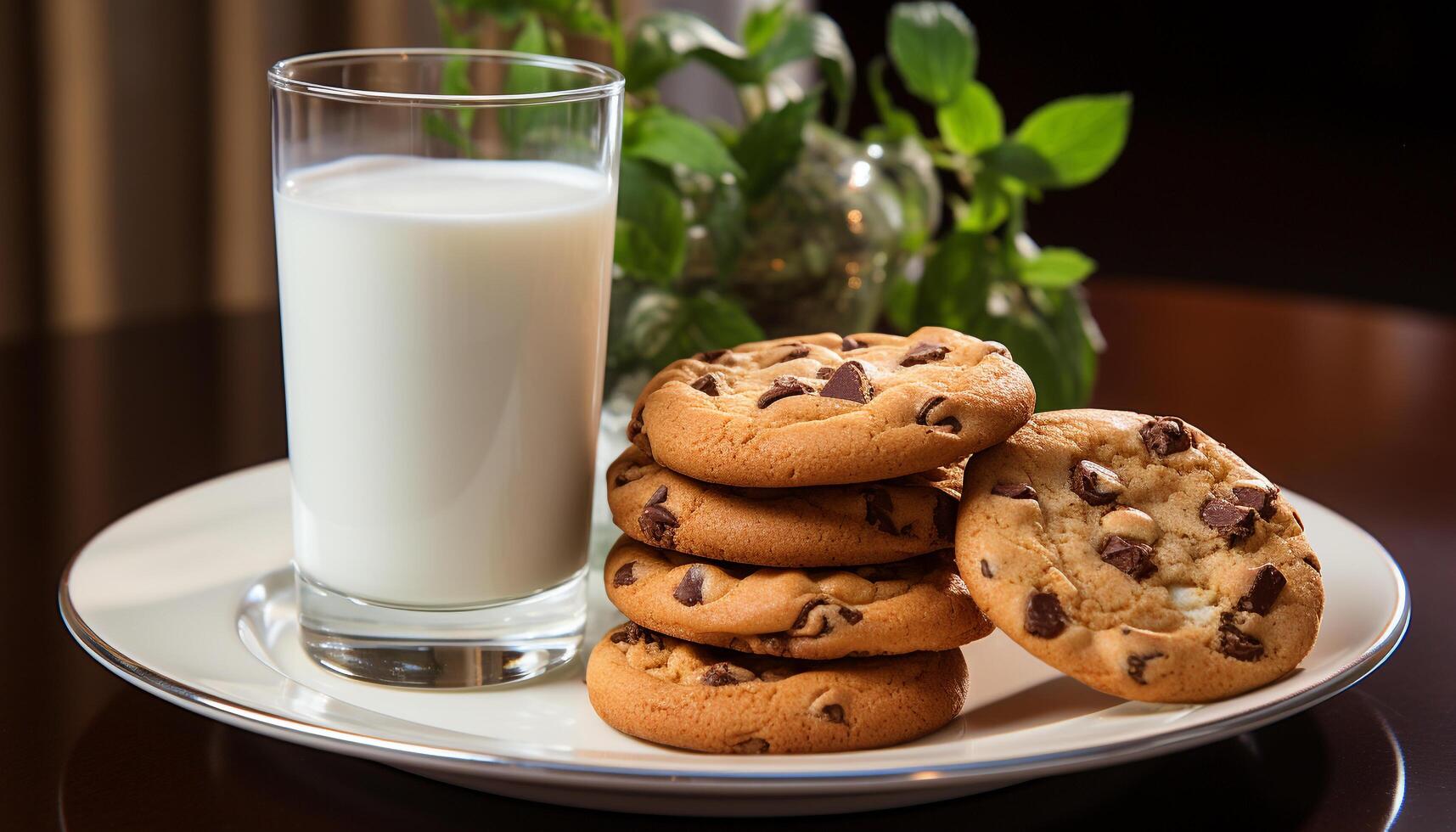 ai gerado pilha do caseiro chocolate lasca biscoitos em de madeira mesa gerado de ai foto