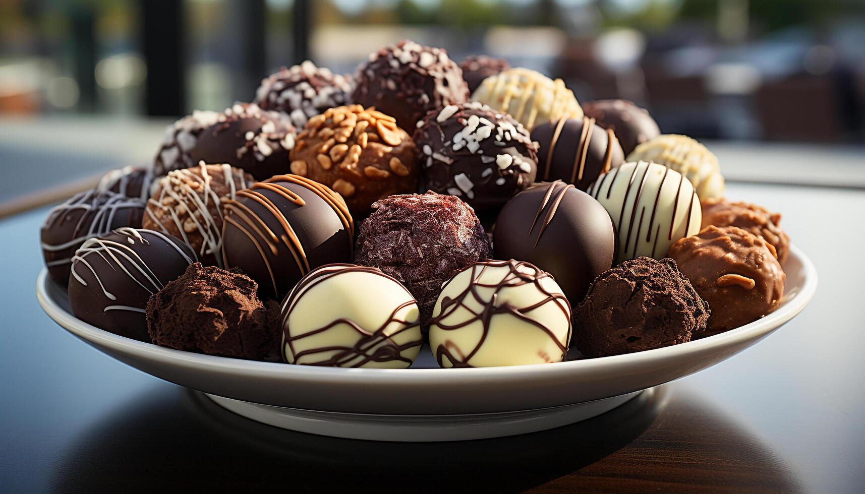 ai gerado gourmet chocolate Brigadeiro coleção, uma doce indulgência gerado de ai foto