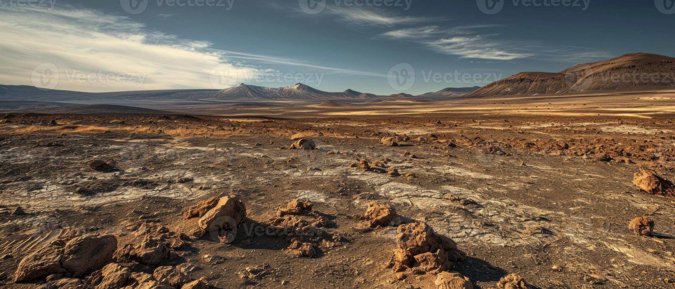 ai gerado majestoso deserto panorama com pedras e montanhas foto