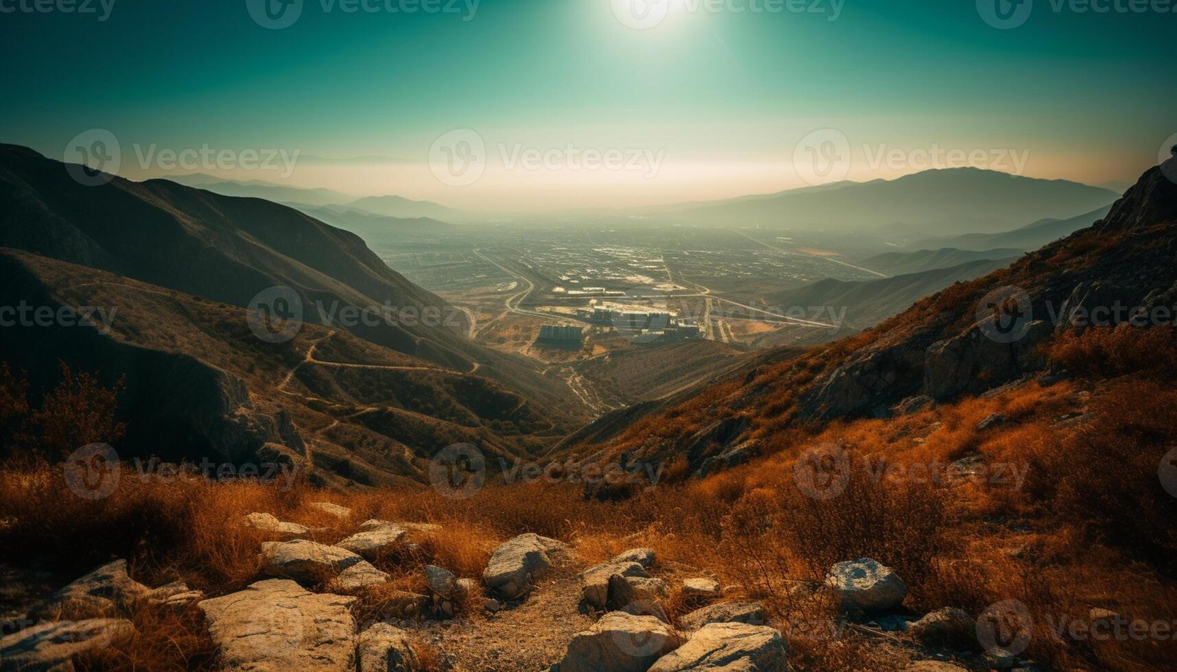 ai gerado montanha pico dentro uma tranquilo paisagem, natureza beleza dentro verão gerado de ai foto