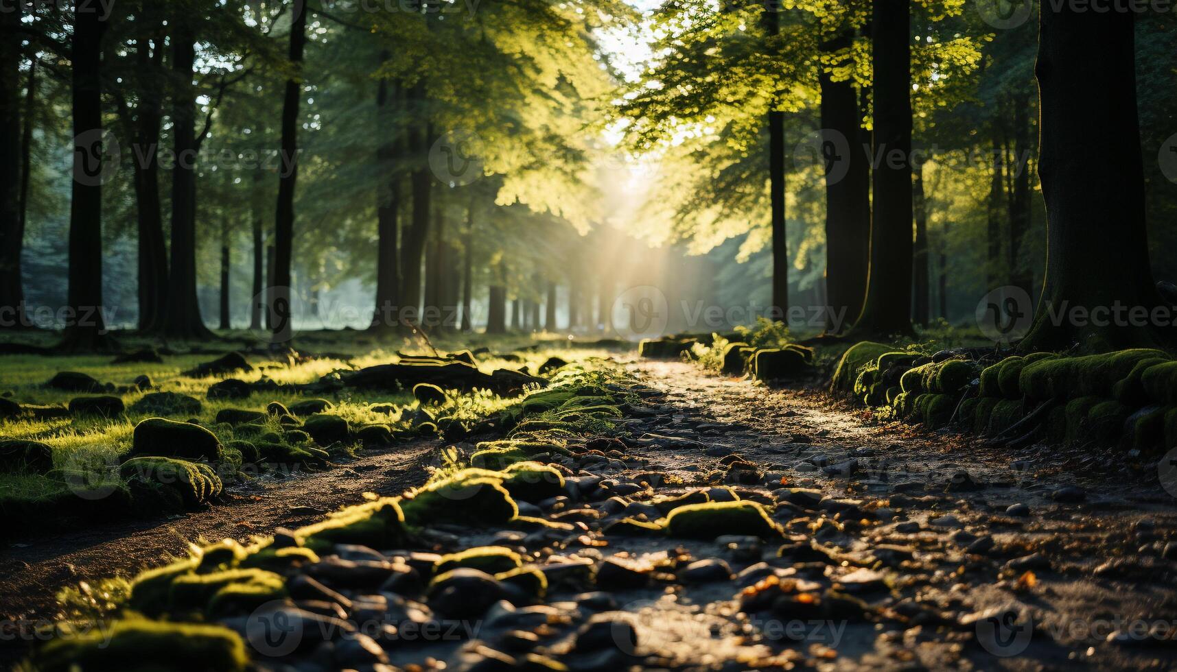 ai gerado tranquilo cena do uma floresta dentro outono gerado de ai foto