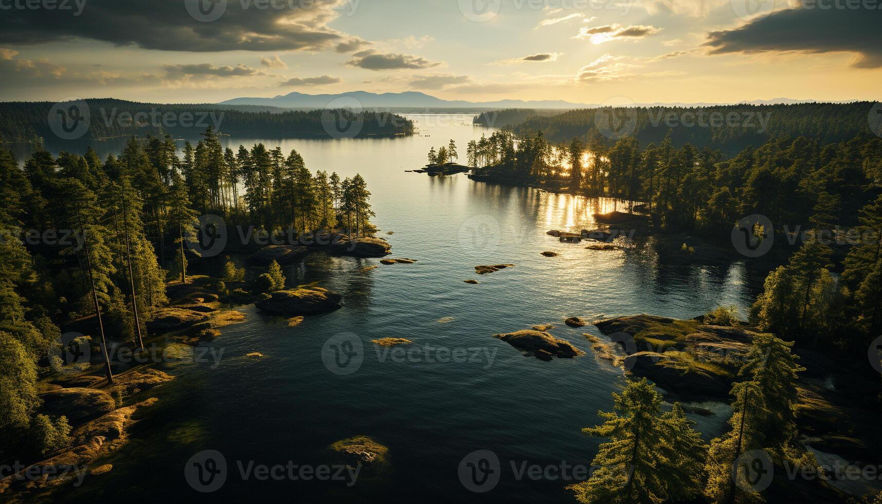 ai gerado tranquilo cena do uma montanha refletindo dentro água gerado de ai foto