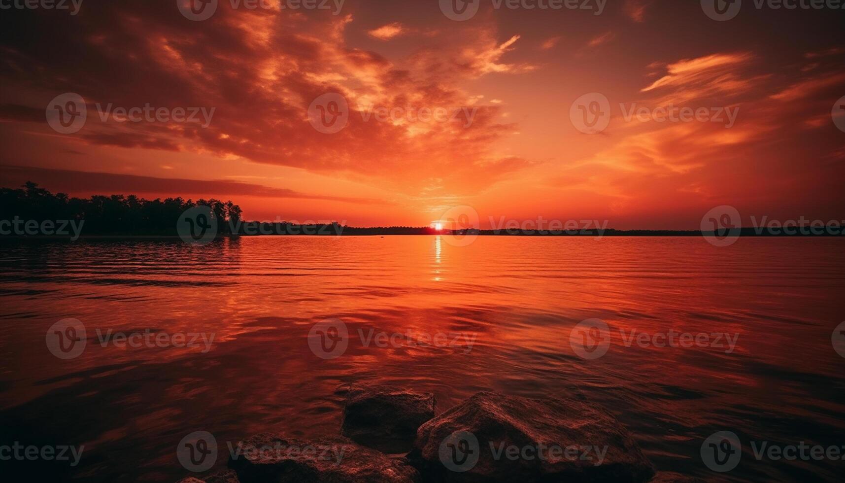 ai gerado pôr do sol sobre água, refletindo uma tranquilo cena do natureza beleza gerado de ai foto