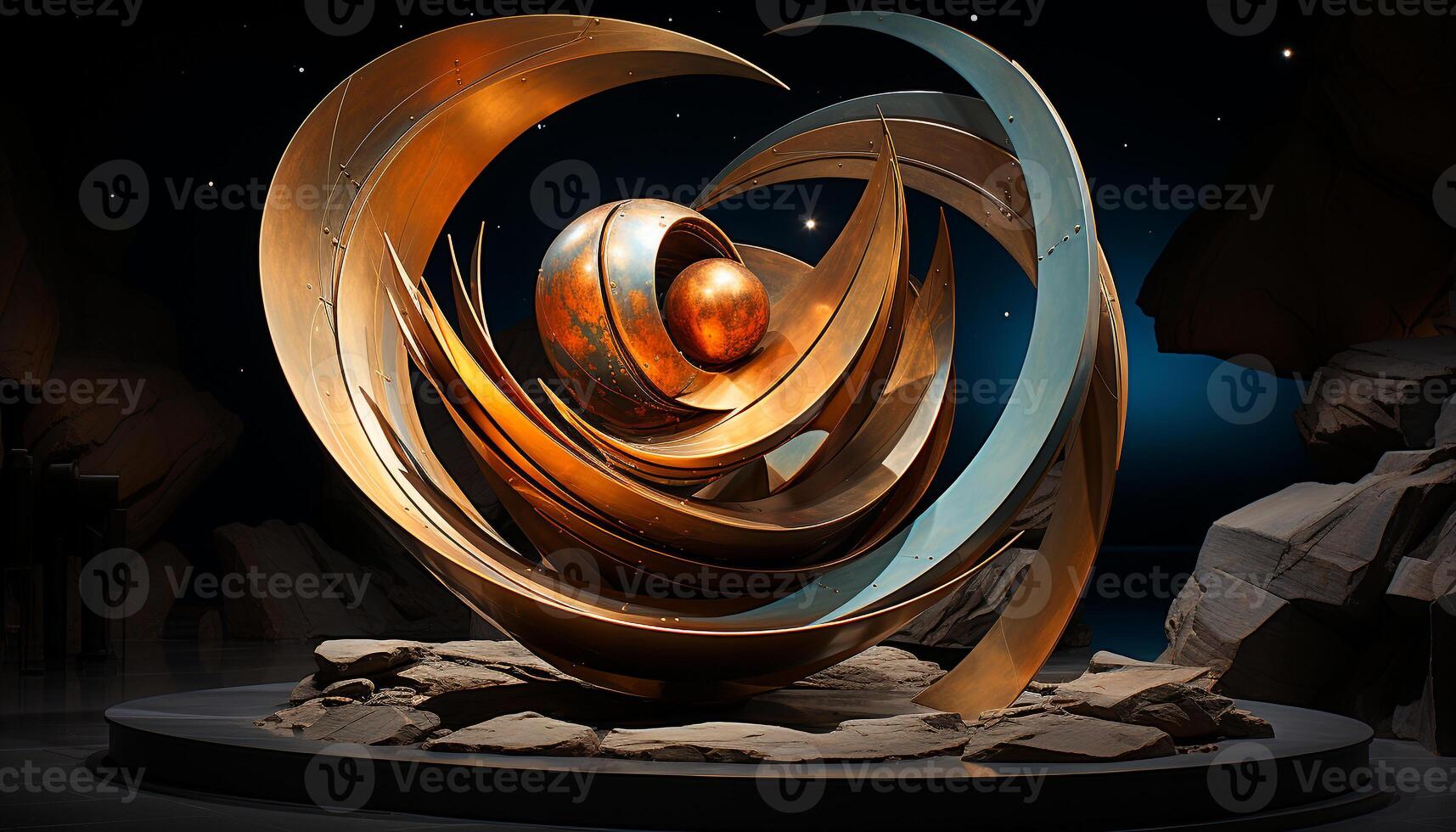 ai gerado abstrato ilustração do uma futurista espiral, brilhando dentro Sombrio espaço gerado de ai foto