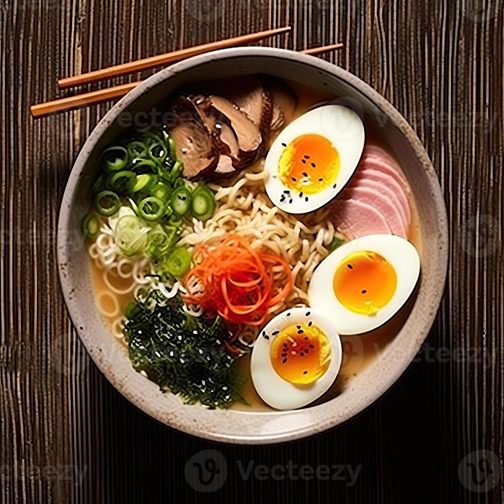 ai gerado ramen sopa fechar-se foto