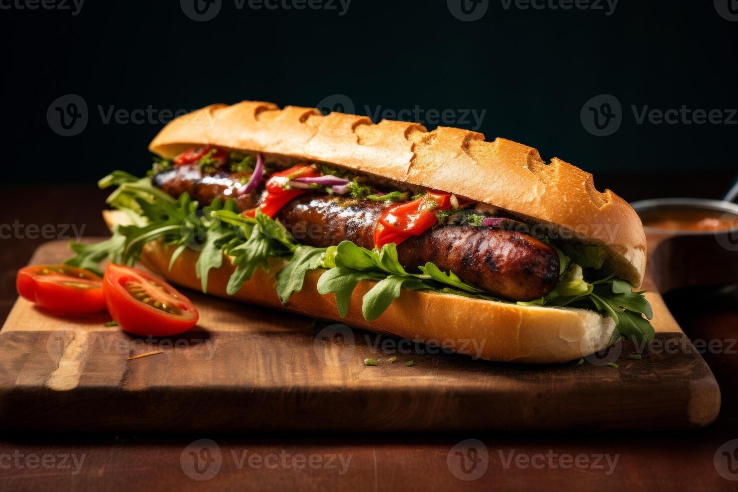 ai gerado uma linguiça sanduíche ilustração foto