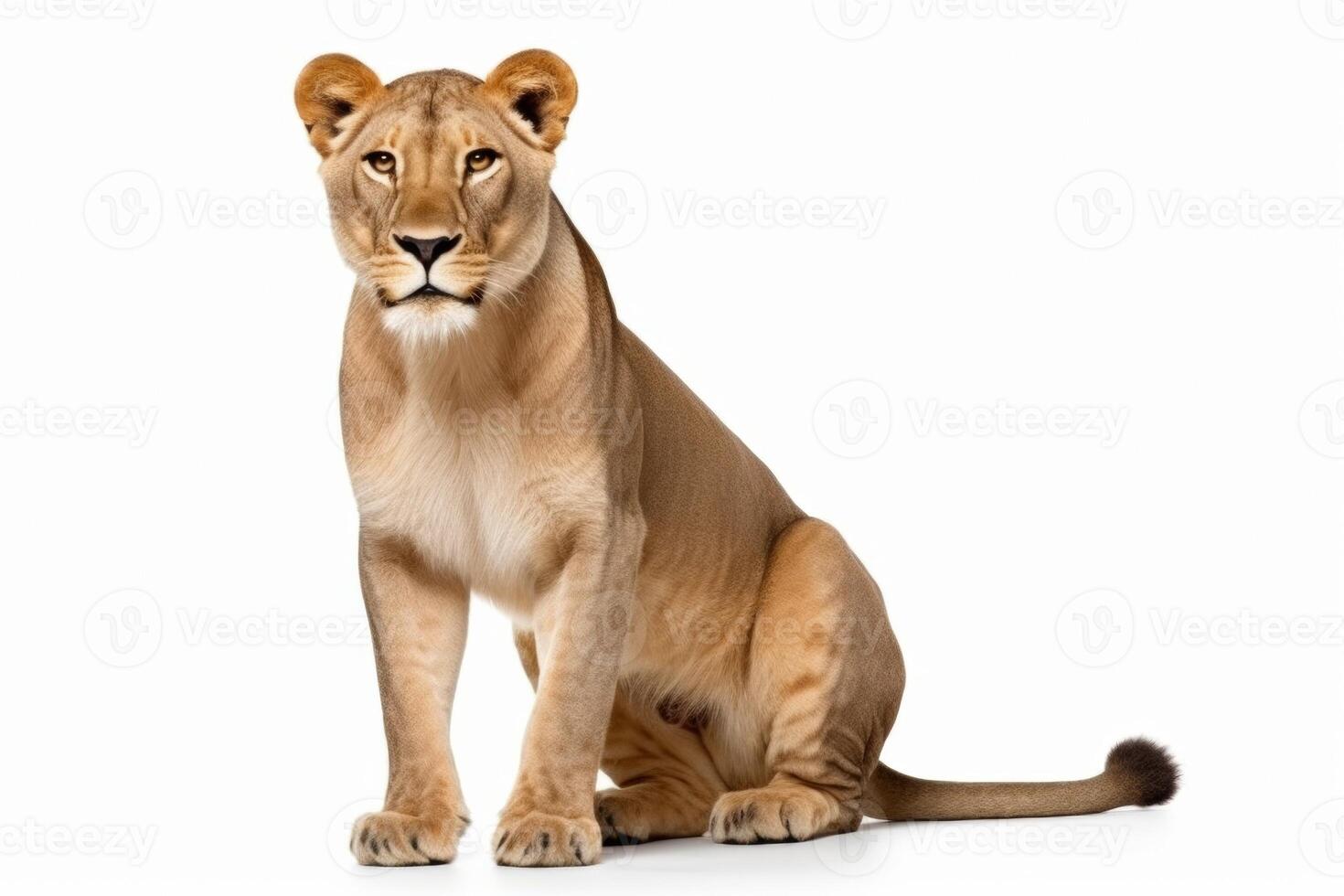 ai gerado leoa isolado em branco fundo foto