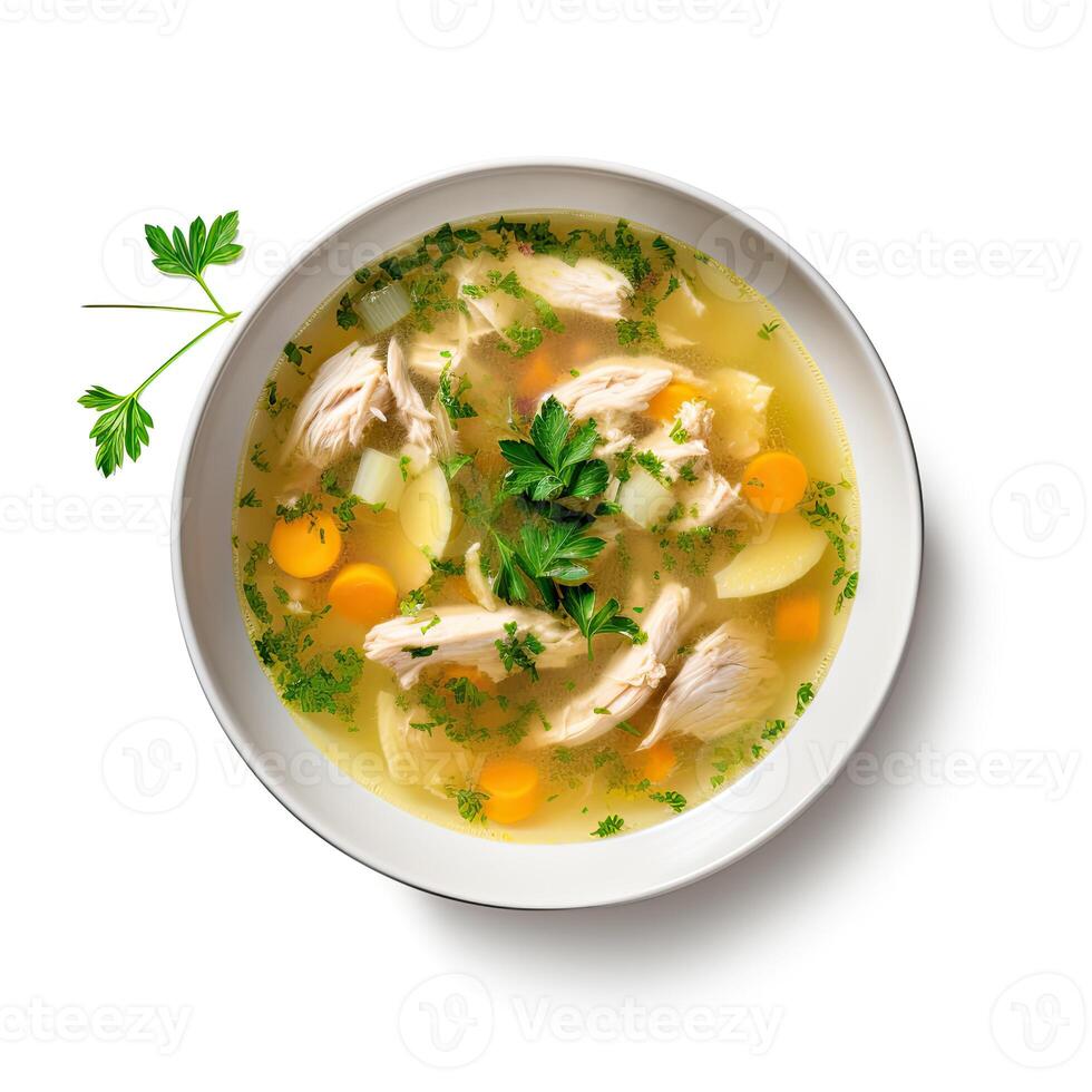 ai gerado frango sopa com legumes fechar-se foto