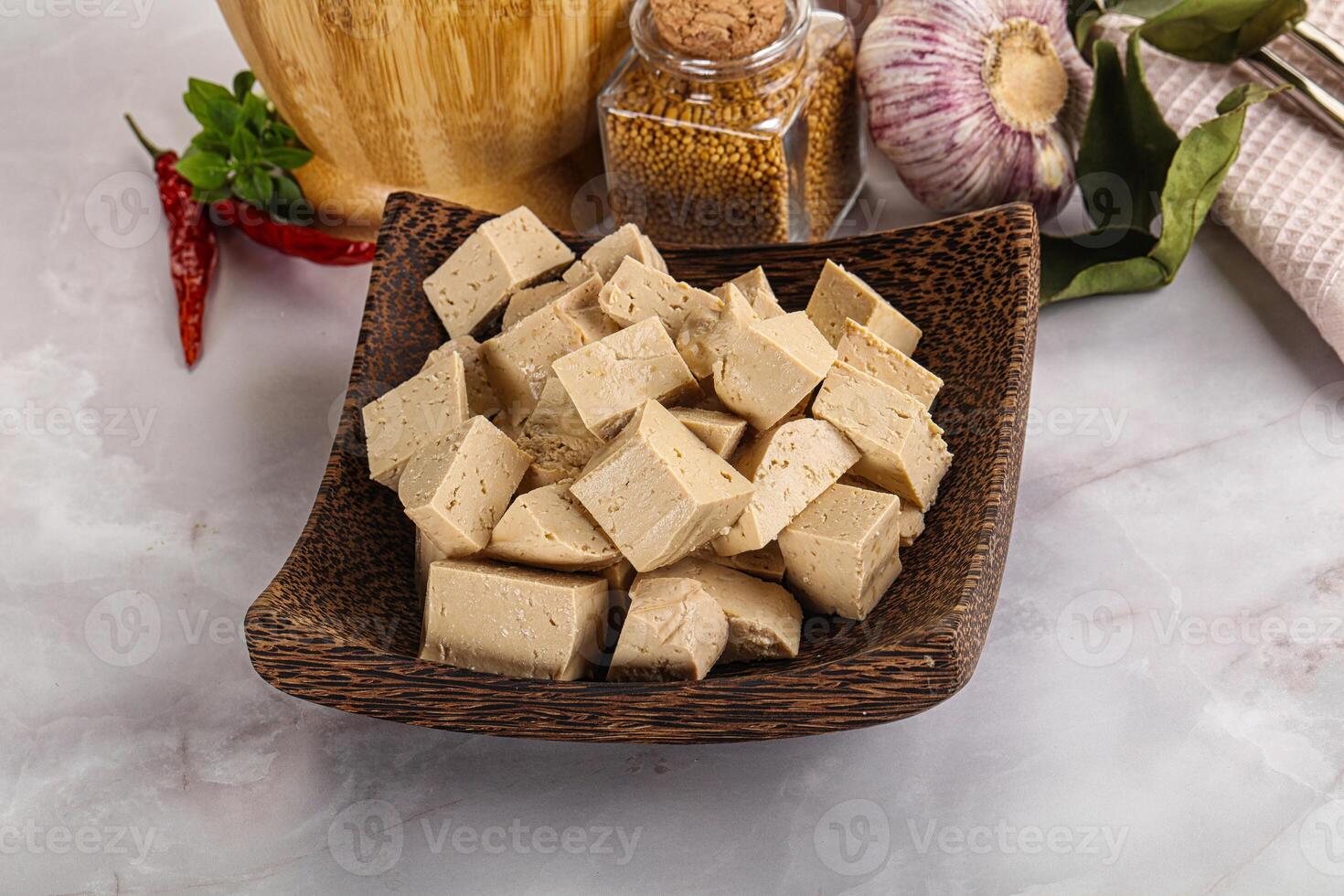 vegano cozinha - orgânico tofu queijo foto