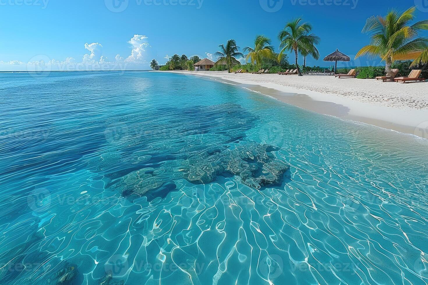 ai gerado lindo tropical turquesa oceano de praia profissional fotografia foto