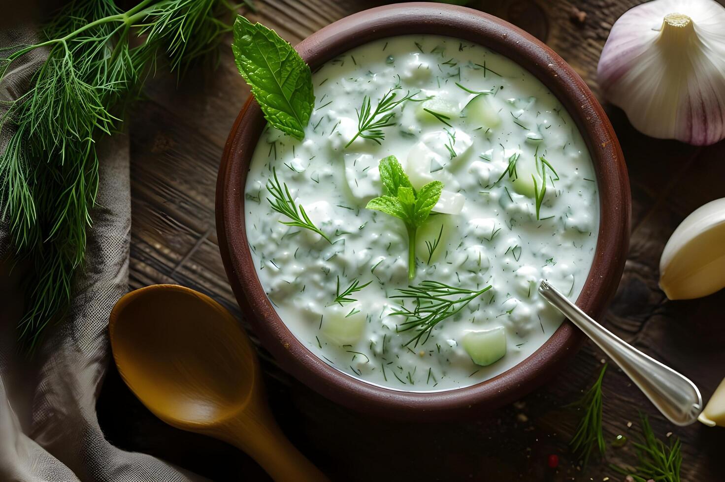 ai gerado grego iogurte felicidade tzatziki molho dentro folk padronizar fundo foto