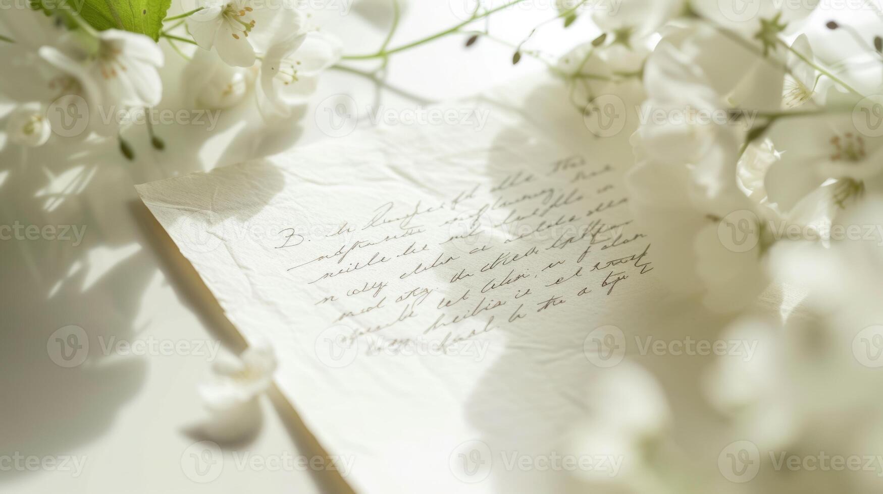 ai gerado fechar-se do uma escrito a mão amor carta mãe dia delicado flores contra suave branco emocional bem estar expresso uma sincero mensagem a comemorar mãe dia com amor, gerado por IA foto