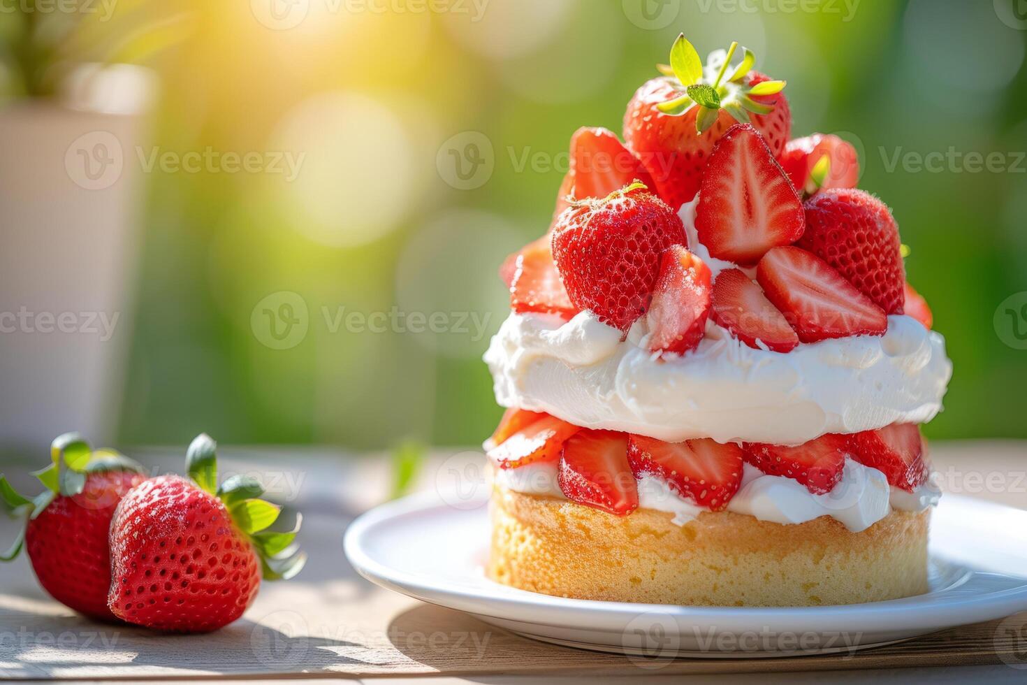 ai gerado caseiro morango Bolinho com creme queijo geada. generativo ai foto