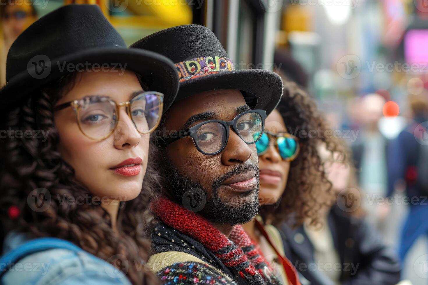 ai gerado diverso indivíduos coexiste dentro uma cidade. a partir de diferente étnico fundos, era grupos, e gêneros. foto