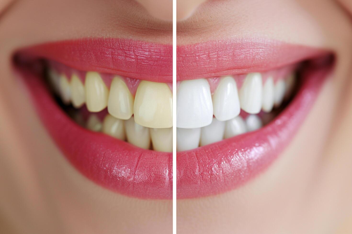 ai gerado antes e depois de dentes branqueamento comparação foto