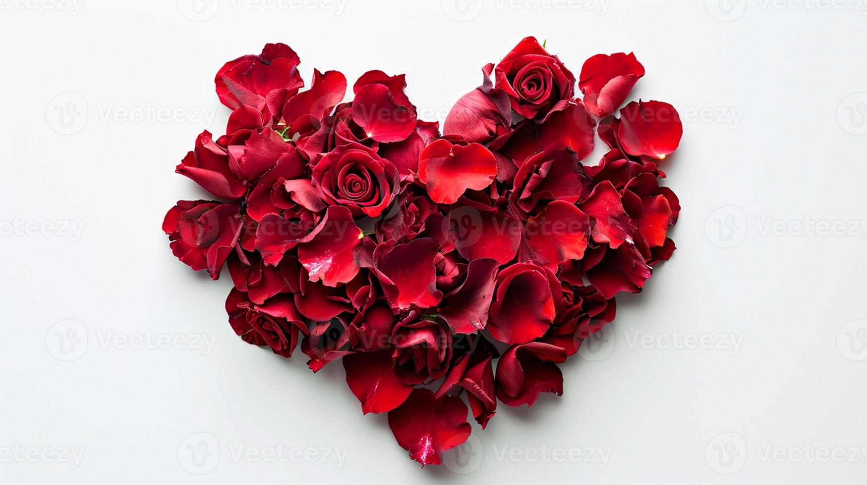 ai gerado vermelho rosas dentro a forma do uma coração em uma branco fundo foto