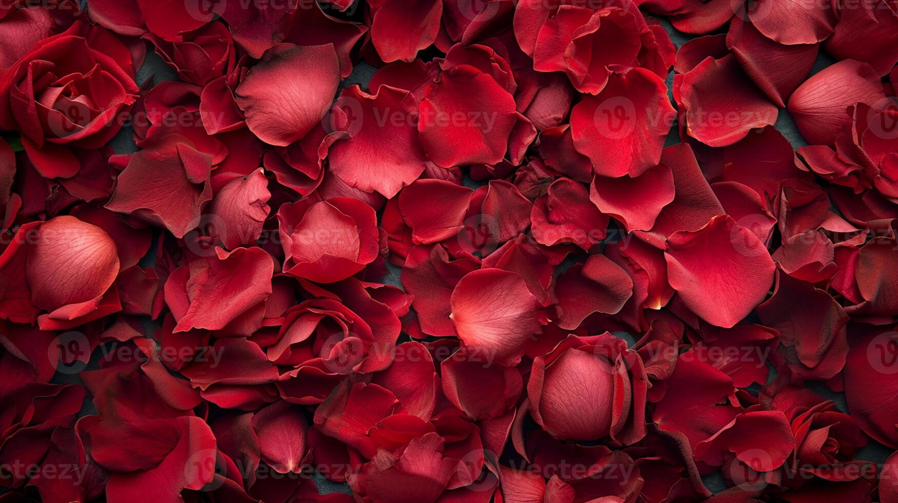 ai gerado uma vibrante coleção do vermelho rosa pétalas fundo foto