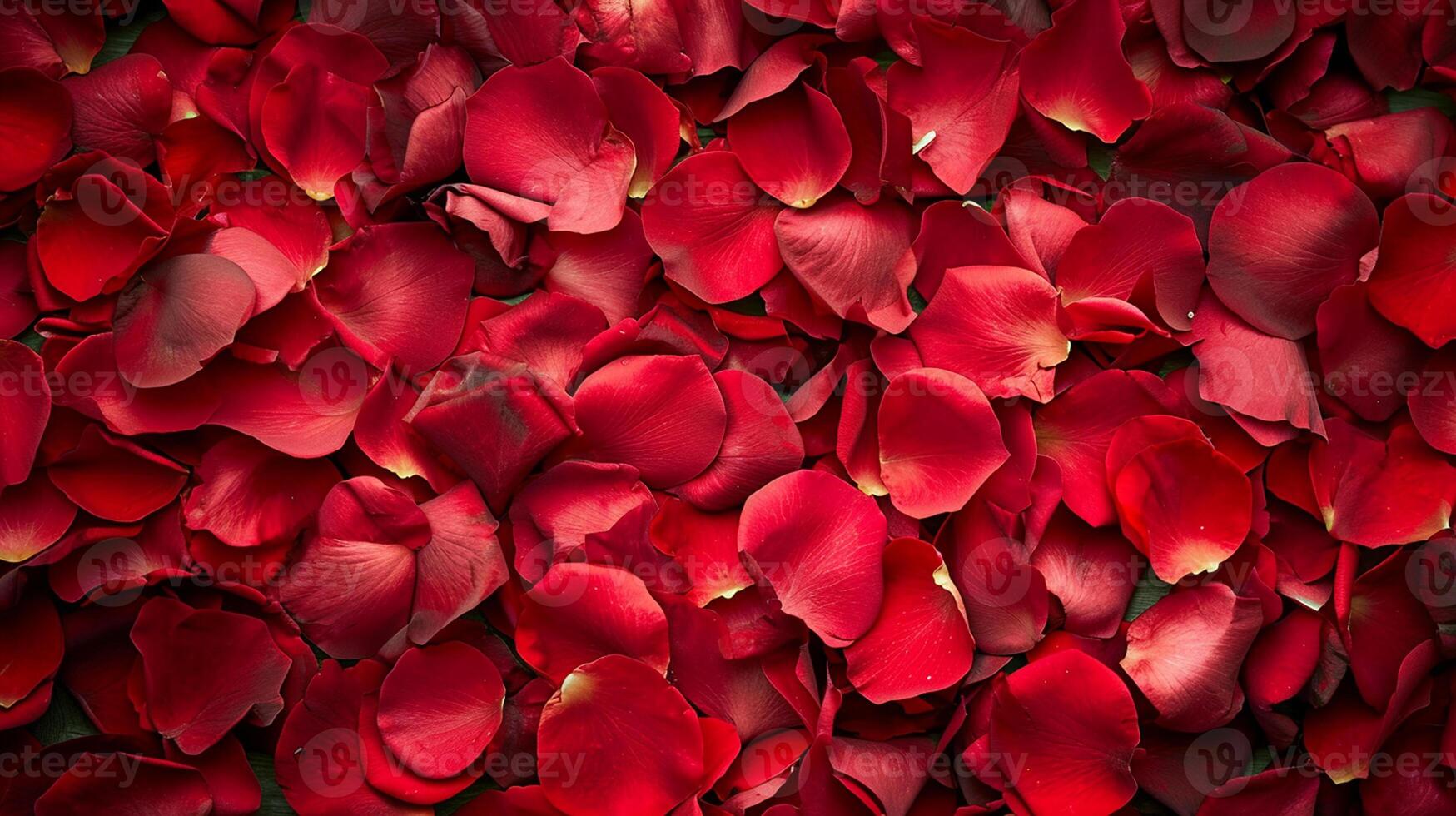 ai gerado uma vibrante coleção do vermelho rosa pétalas fundo foto