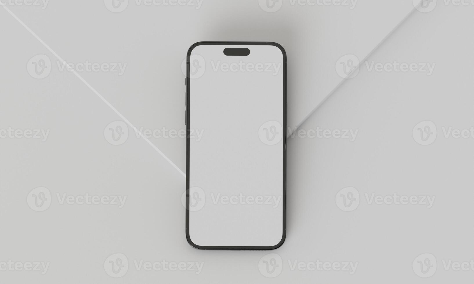 Smartphone com uma em branco tela em uma branco fundo. Smartphone brincar fechar-se isolado em branco fundo. foto